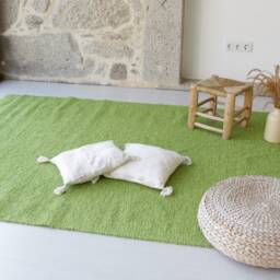 5.5x8 Handwoven Green Rug, Solid Area Living Room Boho Kids Bedroom Play Gr??ner Teppich - thumbnail 2