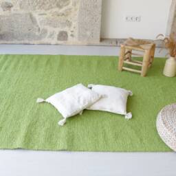 5.5x8 Handwoven Green Rug, Solid Area Living Room Boho Kids Bedroom Play Gr??ner Teppich - thumbnail 3