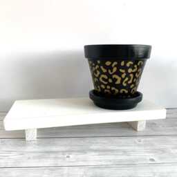 Black & Gold Leopard Print Plant Pot Stylish Home Decor - 13 cm - thumbnail 2