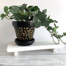 Black & Gold Leopard Print Plant Pot Stylish Home Decor - 13 cm