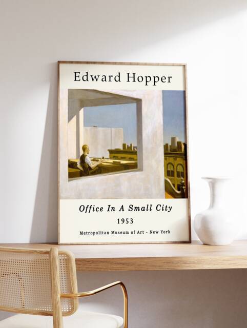 Edward Hopper Exhibition Poster, Office in A Small City, Print, Wall Art Decor, Realism, Scenery, Gift Idea, A1/A2/A3/A4 - image 1