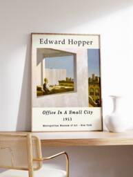 Edward Hopper Exhibition Poster, Office in A Small City, Print, Wall Art Decor, Realism, Scenery, Gift Idea, A1/A2/A3/A4 - thumbnail 1