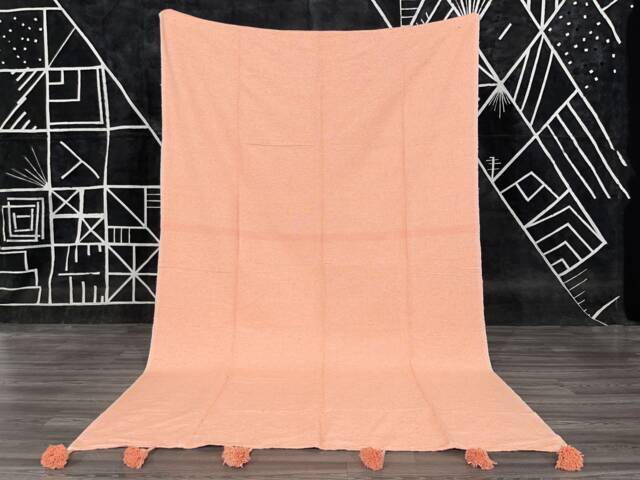 Cotton Knit Baby Blanket Handmade Moroccan Pom Cover - image 1