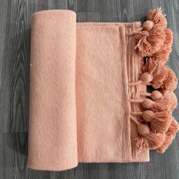 Cotton Knit Baby Blanket Handmade Moroccan Pom Cover - thumbnail 3