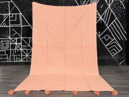 Cotton Knit Baby Blanket Handmade Moroccan Pom Cover - thumbnail 1