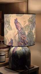 Peacock & Monstera Leaves - Table Lamp Home Decor Decoupage Gift - thumbnail 1