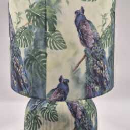 Peacock & Monstera Leaves - Table Lamp Home Decor Decoupage Gift - thumbnail 2