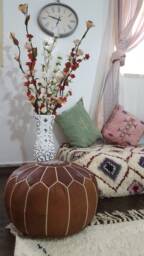 Stuffed Moroccan Leather Pouf, Pouf Ottoman, Handmade Floor Poof, Footstool, Ottoman Table, & Stools