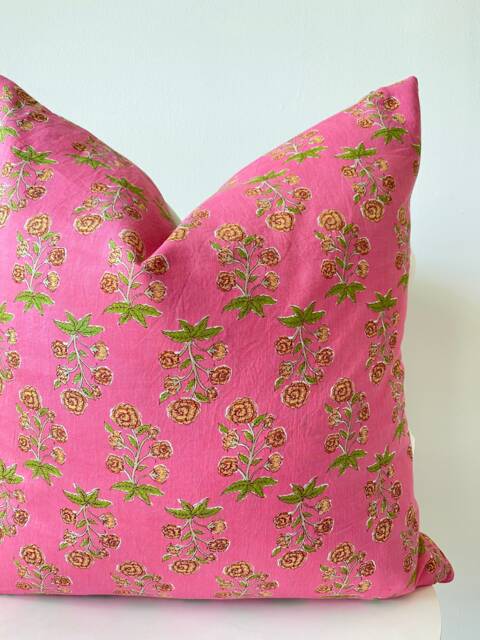 Indian Block Print Pillow Cover , Cotton Voile Hand Mede - image 1