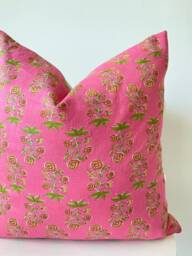 Indian Block Print Pillow Cover , Cotton Voile Hand Mede - thumbnail 1
