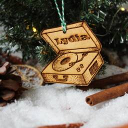 Personalised Record Player Christmas Ornament Lp Vinyl Collector Wood Custom Bauble Laser Engrave Rustic Wooden Name Tree Decoration Irish - thumbnail 2