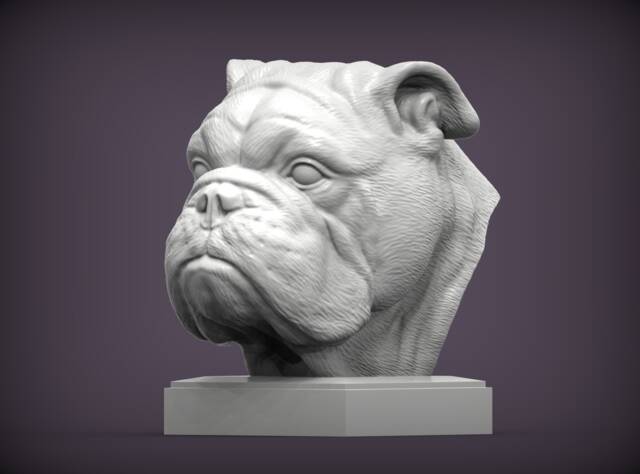 3D Printed Bulldog Bust Pet Memorial Dog Figurine - image 1