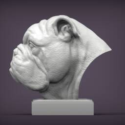 3D Printed Bulldog Bust Pet Memorial Dog Figurine - thumbnail 3