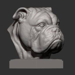 3D Printed Bulldog Bust Pet Memorial Dog Figurine - thumbnail 2