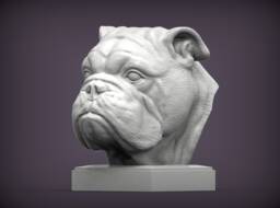 3D Printed Bulldog Bust Pet Memorial Dog Figurine
