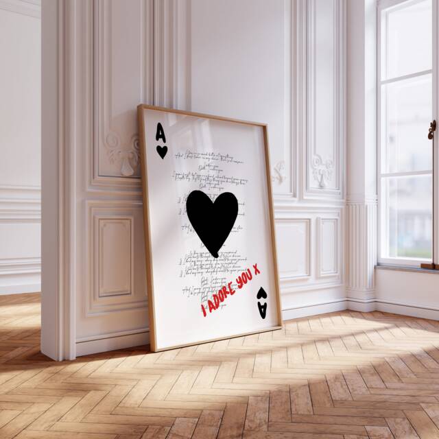 Playing Card Print, Fred Again Adore U Print, You Song Lyrics, Lyric Ace Of Hearts Fred Again U - image 1