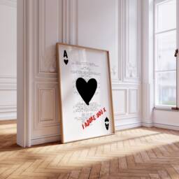 Playing Card Print, Fred Again Adore U Print, You Song Lyrics, Lyric Ace Of Hearts Fred Again U - thumbnail 1