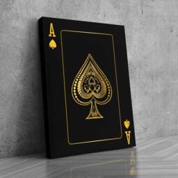 Ace Of Spades Canvas Art - Gold Detail, Luxury Wall Decor - thumbnail 1