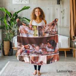 Custom Photo Collage Blankets, Family Blanket, Velvet Keepsake, Birthday Gifts, Blankets - thumbnail 3