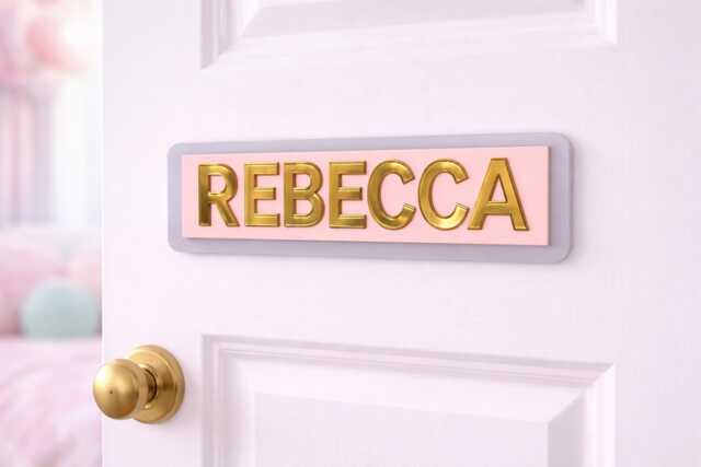 Personalised Acrylic Name Sign - Custom Laser-Cut Plaque With Metallic Gold Text Nursery Wall Art, Kids Bedroom Door, Gift - image 1