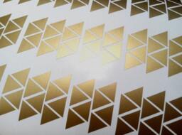 200 Gold Triangles Wall Decal, Vinyl Sticker, Nursery Removable Stickers, Geometric Decals - thumbnail 1