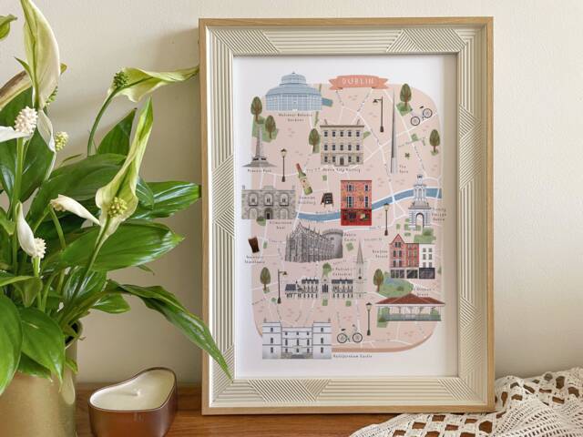 Dublin Map, Illustrated Map Of Dublin, Poster, Print, Art, Illustration, Gift, Travel, Ireland Art - image 1