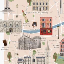 Dublin Map, Illustrated Map Of Dublin, Poster, Print, Art, Illustration, Gift, Travel, Ireland Art - thumbnail 3