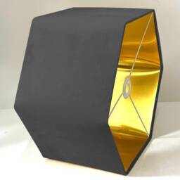 New Luxury Premium Quality Royal Graphite Grey Hexagon Velvet Lamp Shade Pendant Light With Metallic Lining - thumbnail 2