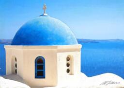 Oia Santorini View 10 Canvas Paper A4 Print Greek Islands Paintings - thumbnail 1