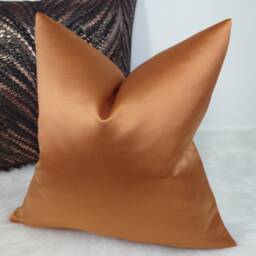 Copper Cushion Cover, Throw Pillow, Luxury Textured Satin, Elegant Luxurious Feel Large Pillow Cover Orange Cover Pillow Case - thumbnail 3