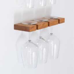 Solid Oak Magnetic Wine Glass Holder Kitchen Storage Rack - thumbnail 2