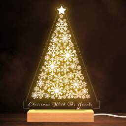 Christmas Tree Made From Snowflakes Family Personalised Gift Lamp Night Light - thumbnail 1