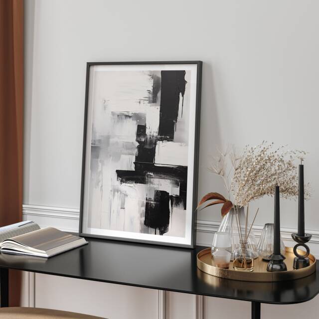 Profound Black & White Abstract Expressionism Wall Art Print Monochrome Poster For Living Room Bedroom Modern Home Decor Gift Design - image 1