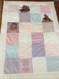 Baby Photo Quilt With Patterns. Gift For Little Girl.toddler Girl .printed Quilt. Custom Patchwork Blanket. 1Th Birthday Gift - thumbnail 1