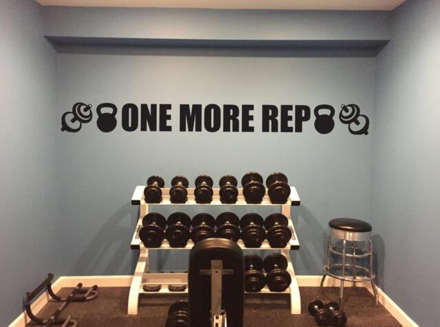 Basement Gym Ideas. One More Rep Wall Decal, Fitness Motivation Inspiration Quote, High School Sports, 286 - image 1