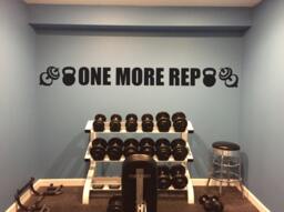 Basement Gym Ideas. One More Rep Wall Decal, Fitness Motivation Inspiration Quote, High School Sports, 286