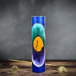 Unique Bright Coloured Bud Vase Small Artisan Handmade Cute Gift Hand Painted Colourful Design Glass Table Decoration Home - thumbnail 2