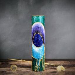 Unique Bright Coloured Bud Vase Small Artisan Handmade Cute Gift Hand Painted Colourful Design Glass Table Decoration Home - thumbnail 3