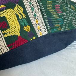 "Handwoven Hmong Hemp Pillow Cover Ethnic Tribal Embroidery - 20"" X 20" - thumbnail 3