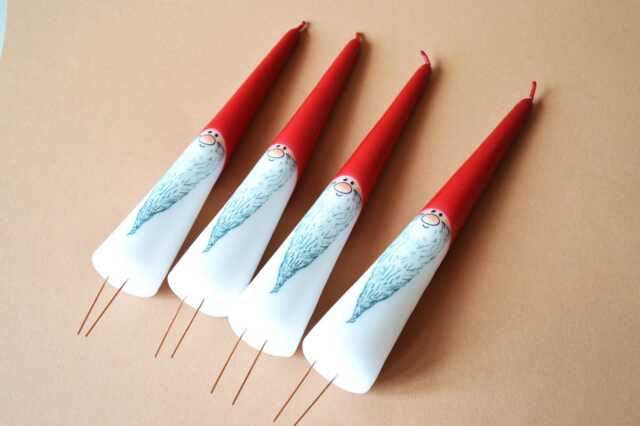 4 Danish Candles With Metal Skewers For Christmas Decoration Or Advent Wreath - image 1