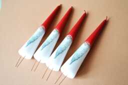 4 Danish Candles With Metal Skewers For Christmas Decoration Or Advent Wreath - thumbnail 1