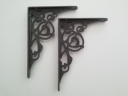 Pair Of Cast Iron Shelf Bracket Vintage Rustic Style, Antique Style Victorian Wall - thumbnail 1