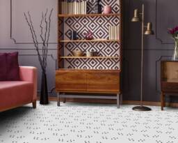 Ordinary Dots Vinyl Flooring, White Retro Floor Cover, Black Easy To Clean Minimalist Modern Comfort Flooring