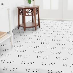 Ordinary Dots Vinyl Flooring, White Retro Floor Cover, Black Easy To Clean Minimalist Modern Comfort Flooring - thumbnail 3