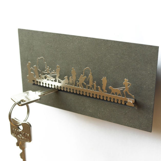 Dog Key Rack - Stainless Steel Silhouette, Home Decor Gift - image 1
