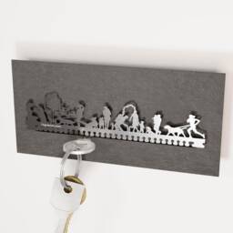 Dog Key Rack - Stainless Steel Silhouette, Home Decor Gift - thumbnail 2