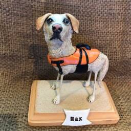 Custom Folk Art Dog Sculpture On Wooden Base Made To Order