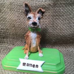 Custom Folk Art Dog Sculpture On Wooden Base Made To Order - thumbnail 2