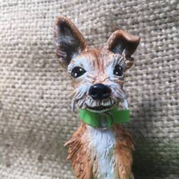 Custom Folk Art Dog Sculpture On Wooden Base Made To Order - thumbnail 3