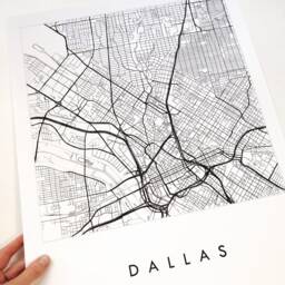 Dallas Map Street Texas City Drawing Black & White - Art Print Wedding Anniversary Graduation Moving Realtor Gift Tx Wall Decor - thumbnail 2